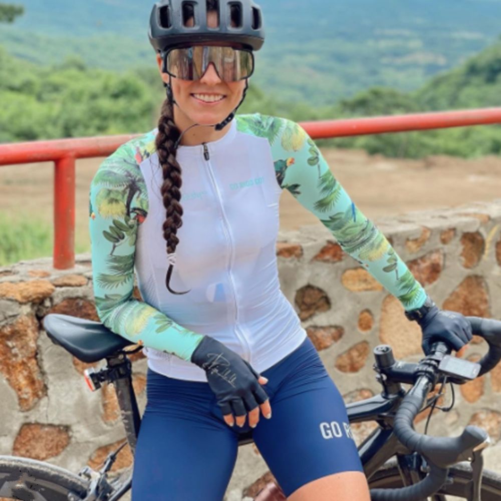 Women's Thin Long-Sleeved Top Bib Shorts Suit Cycling Jersey