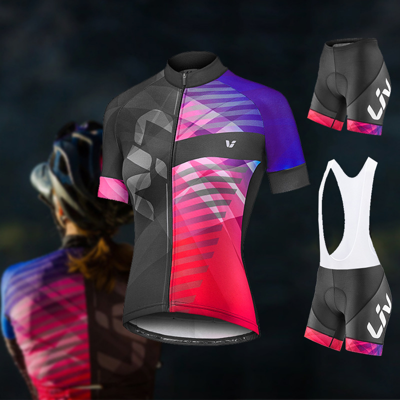 LIV Summer Short-Sleeved Cycling Jersey Suit Women's Slim Breathable Road Cycling Clothing